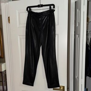 Alice + Olivia Black Faux Leather Joggers